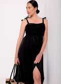 Black Tulip Wrap Midi Dress