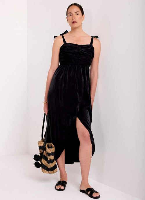 Black Tulip Wrap Midi Dress