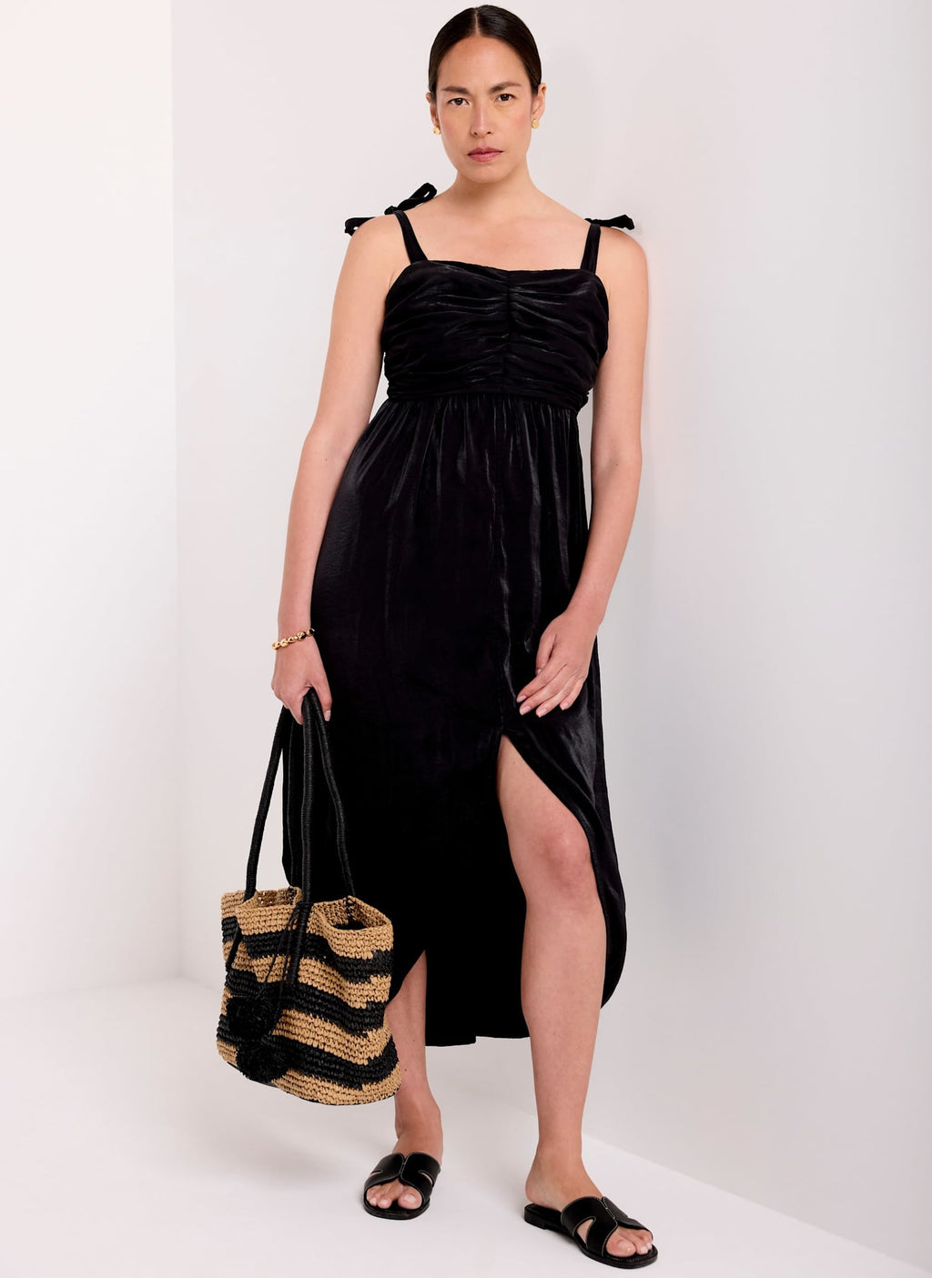Black Tulip Wrap Midi Dress