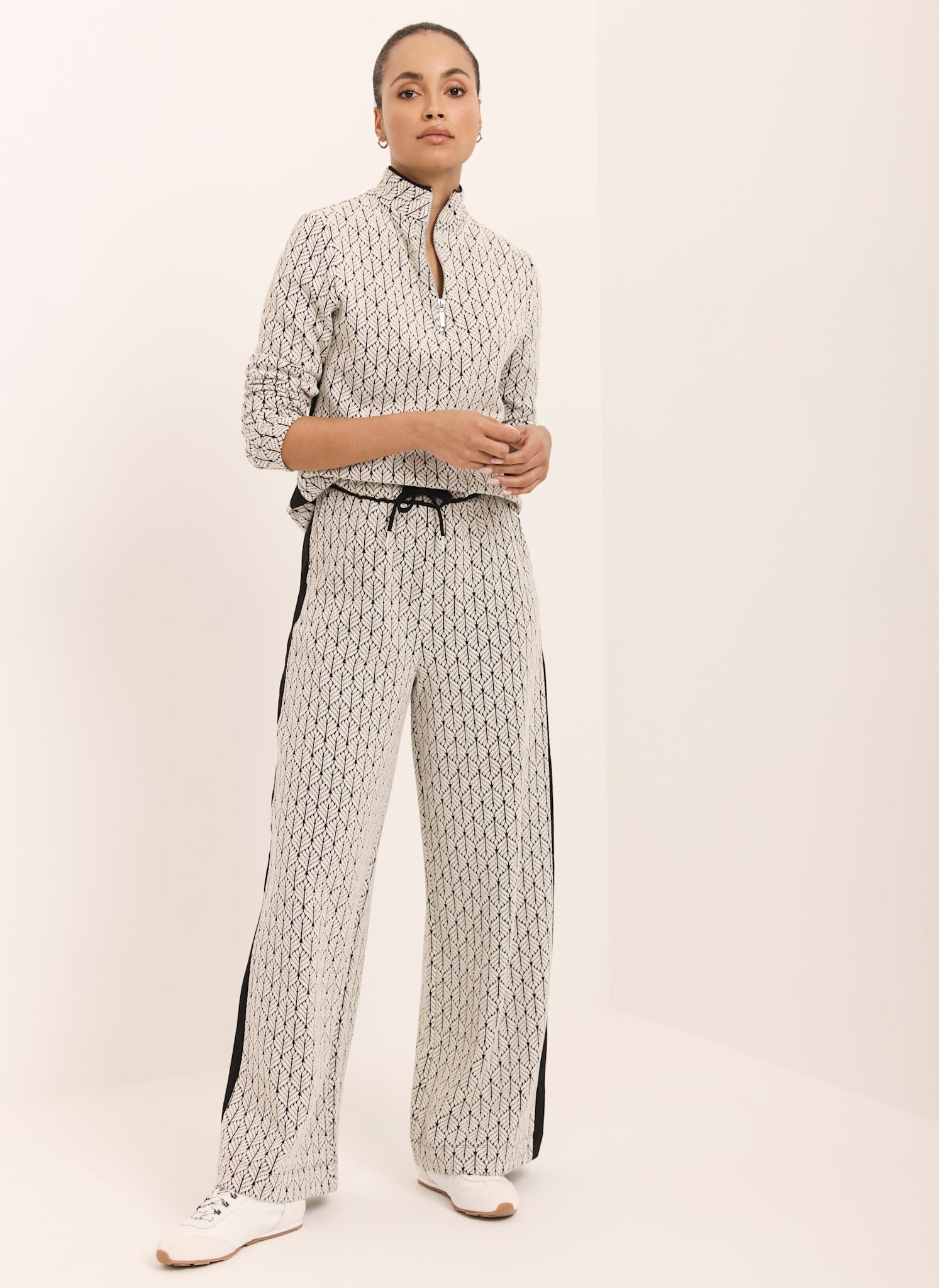 Black Jacquard Zip Top