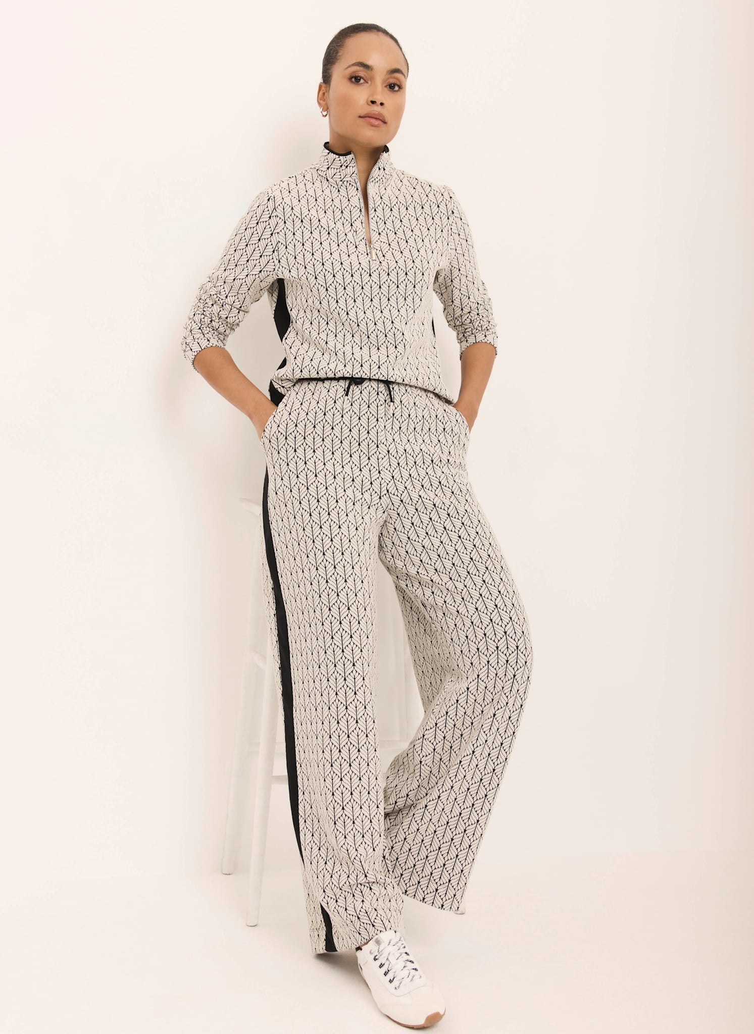 Black Jacquard Zip Top