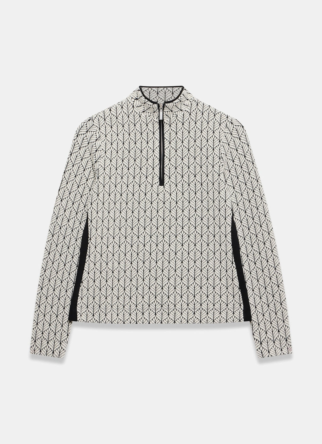 Black Jacquard Zip Top