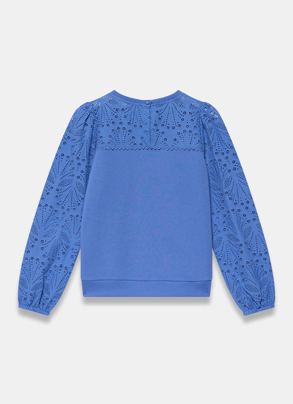 Blue Cotton Blend Broderie Sweatshirt