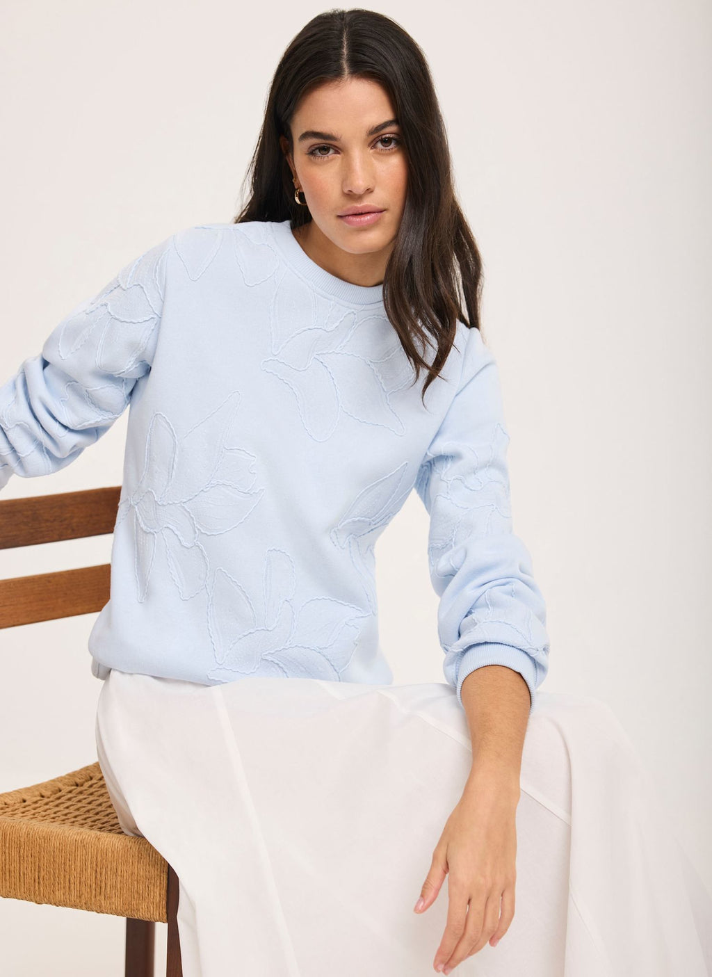 Blue Embroidered Sweatshirt