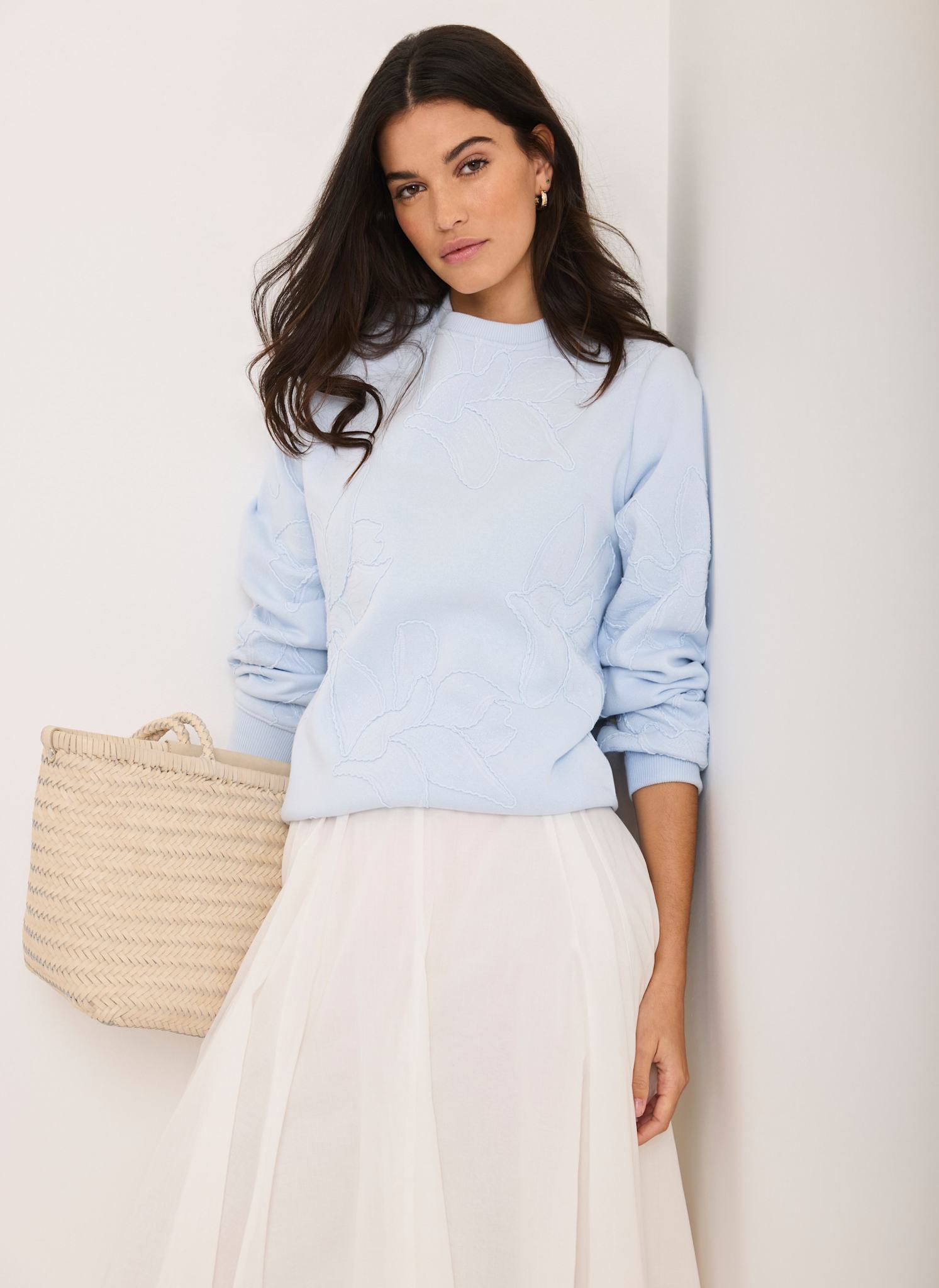 Blue Embroidered Sweatshirt