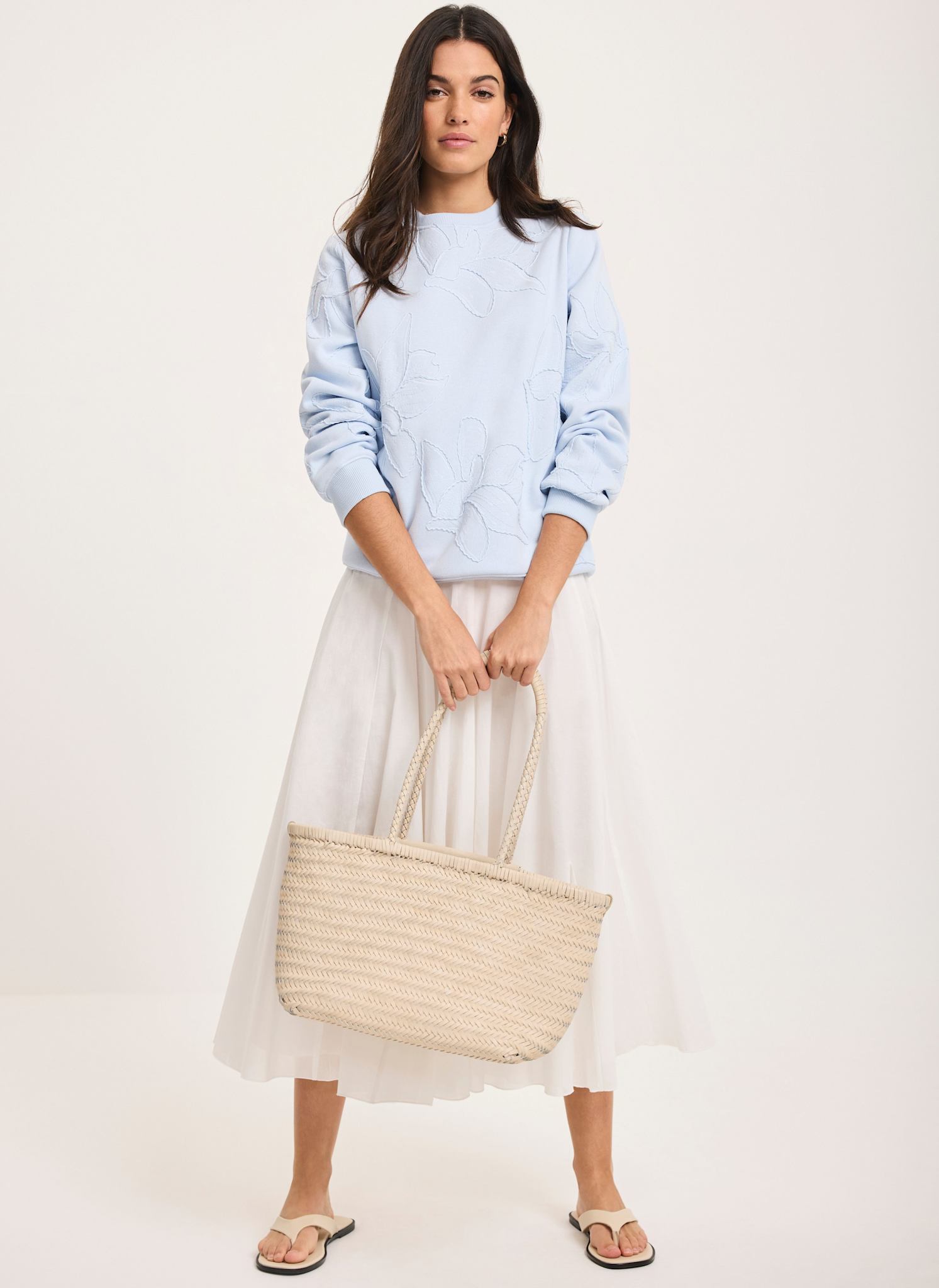 Blue Embroidered Sweatshirt