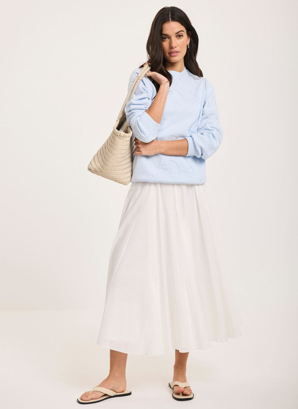 Blue Embroidered Sweatshirt