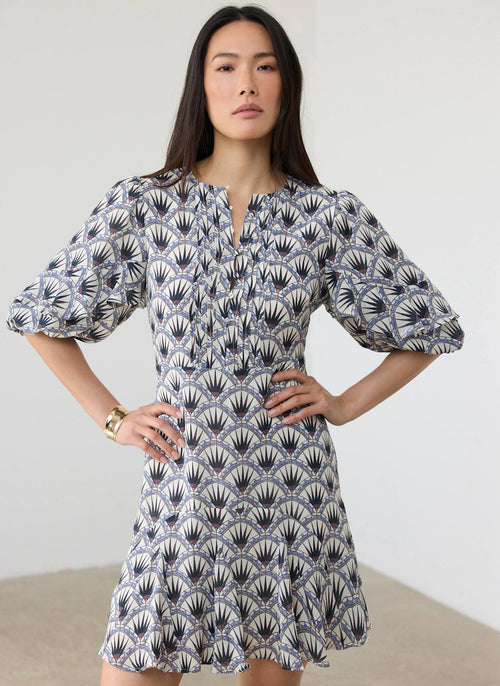 Blue Geo Print Mini Dress
