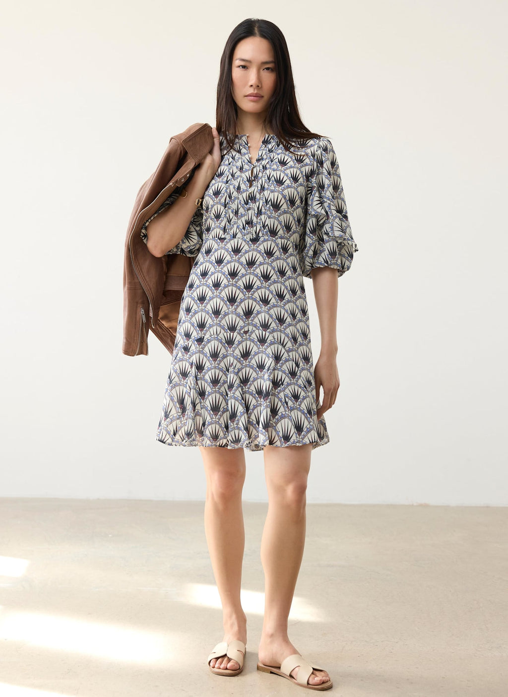 Blue Geo Print Mini Dress