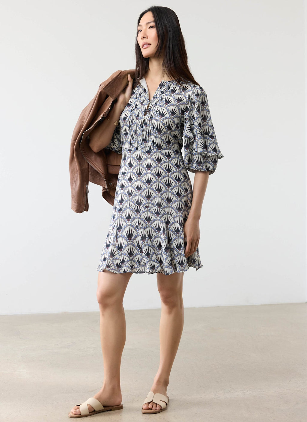 Blue Geo Print Mini Dress