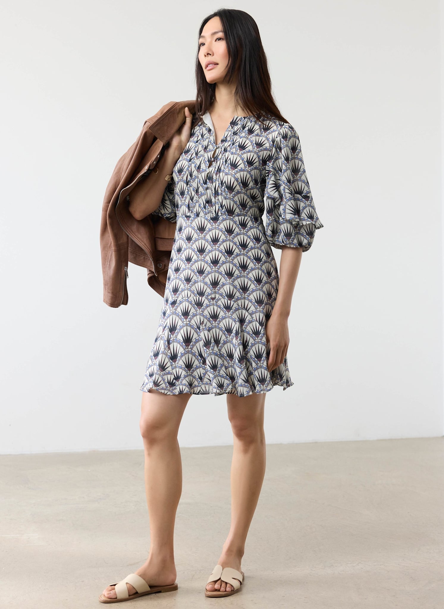 Blue Geo Print Mini Dress