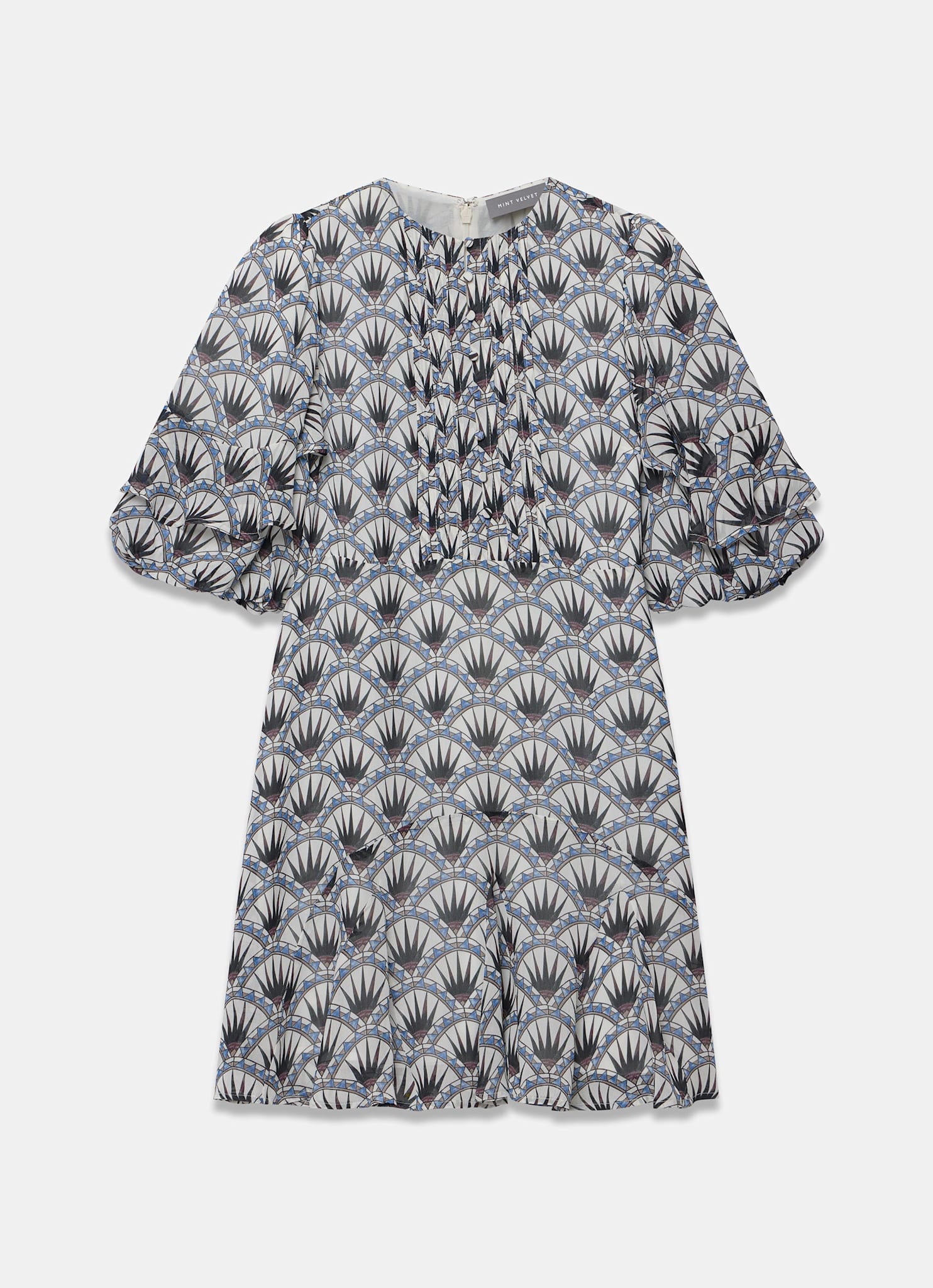 Blue Geo Print Mini Dress
