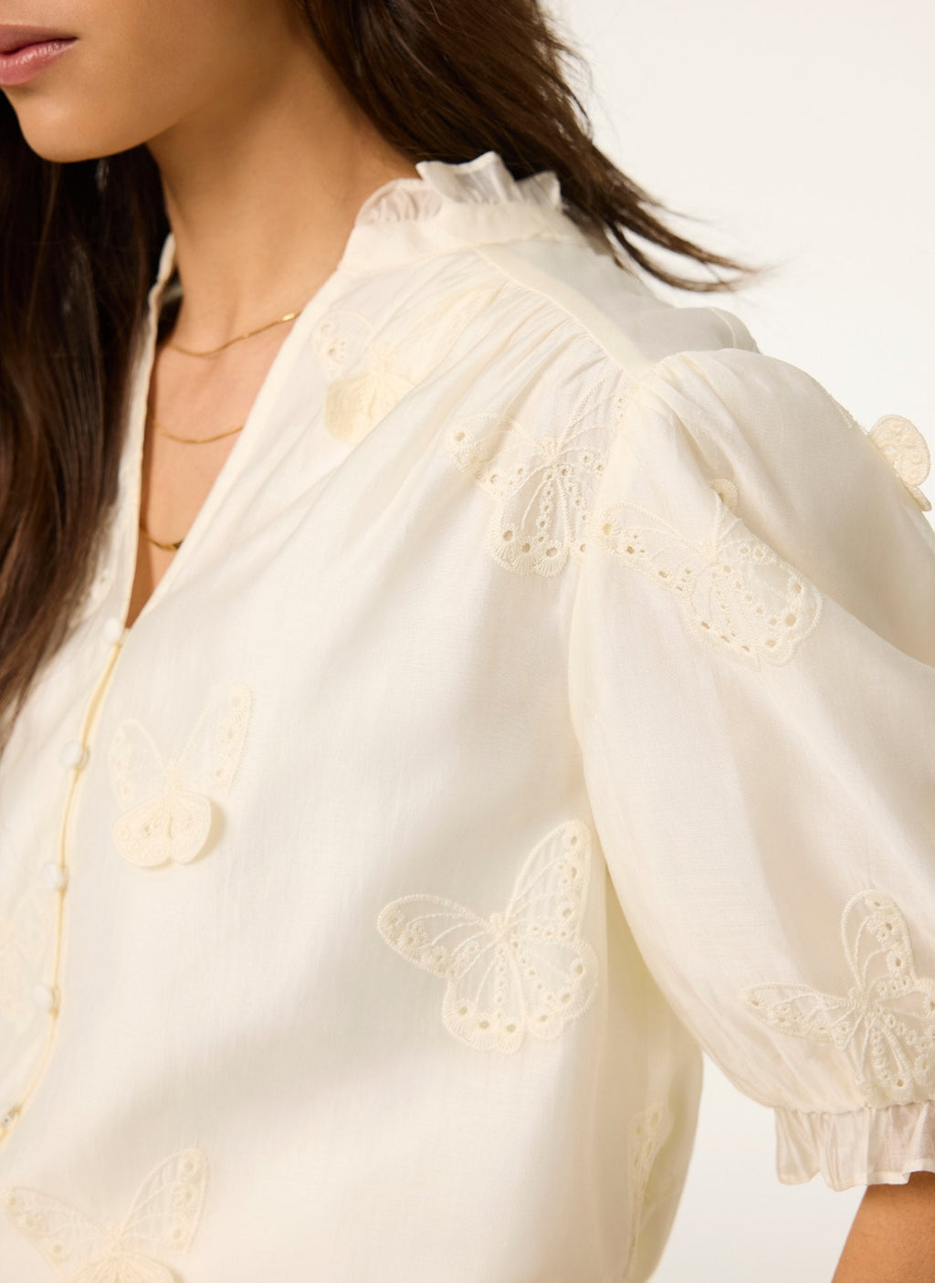 White Butterfly Detail Blouse