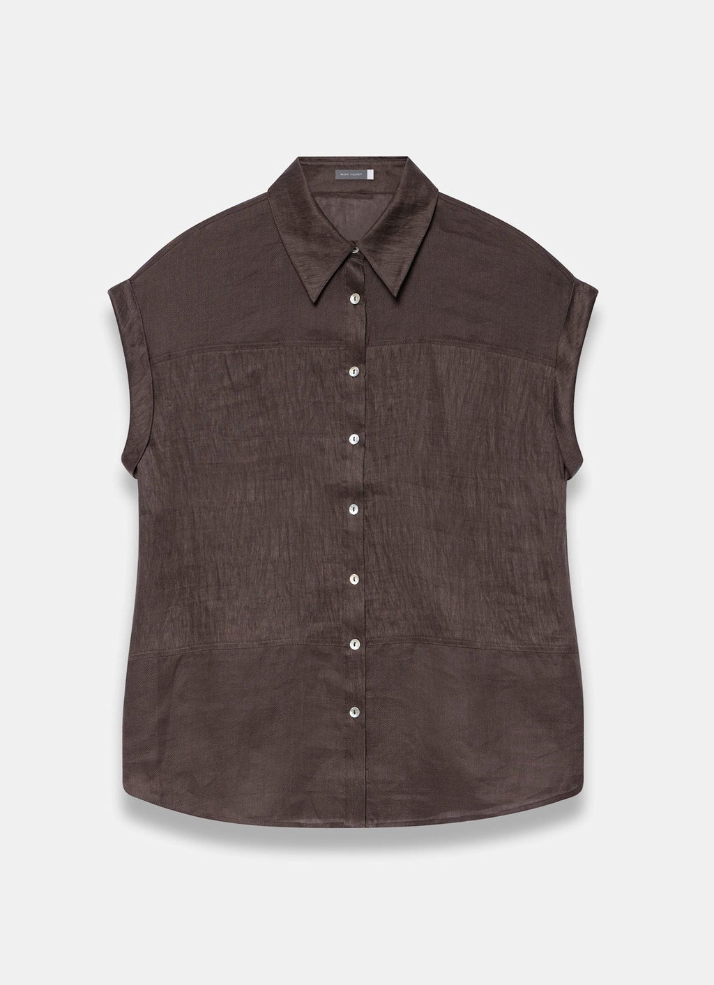Brown Linen Blend Shirt