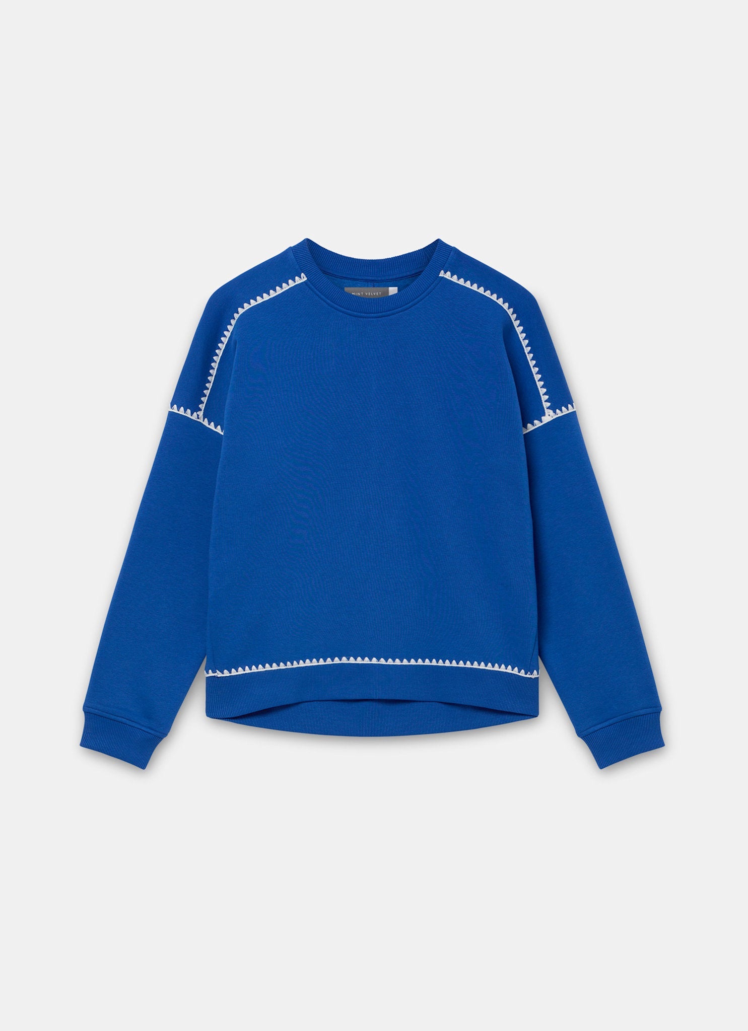 Blue Whipstitch Detail Sweatshirt