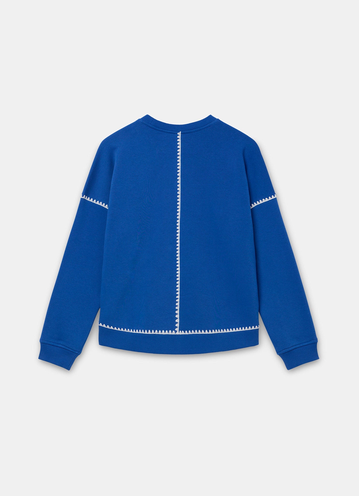 Blue Whipstitch Detail Sweatshirt