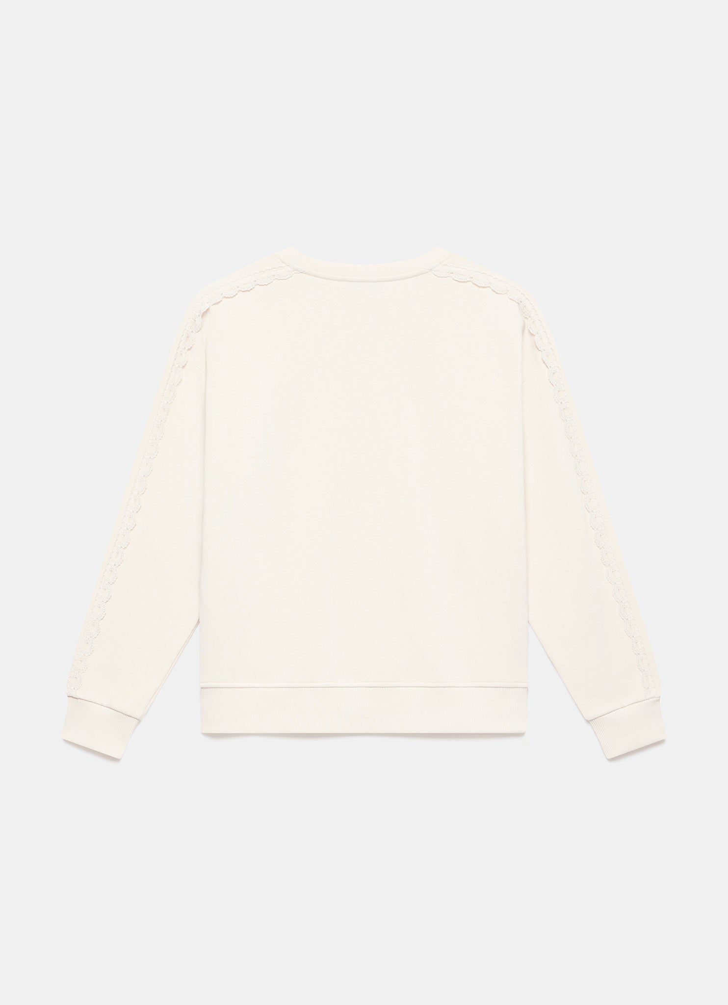 Cream Cotton Blend Lace Trim Sweatshirt