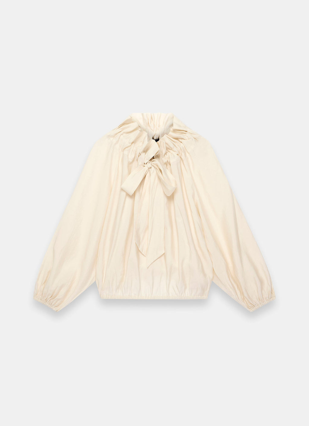 Cream Blouson Tie Neck Blouse