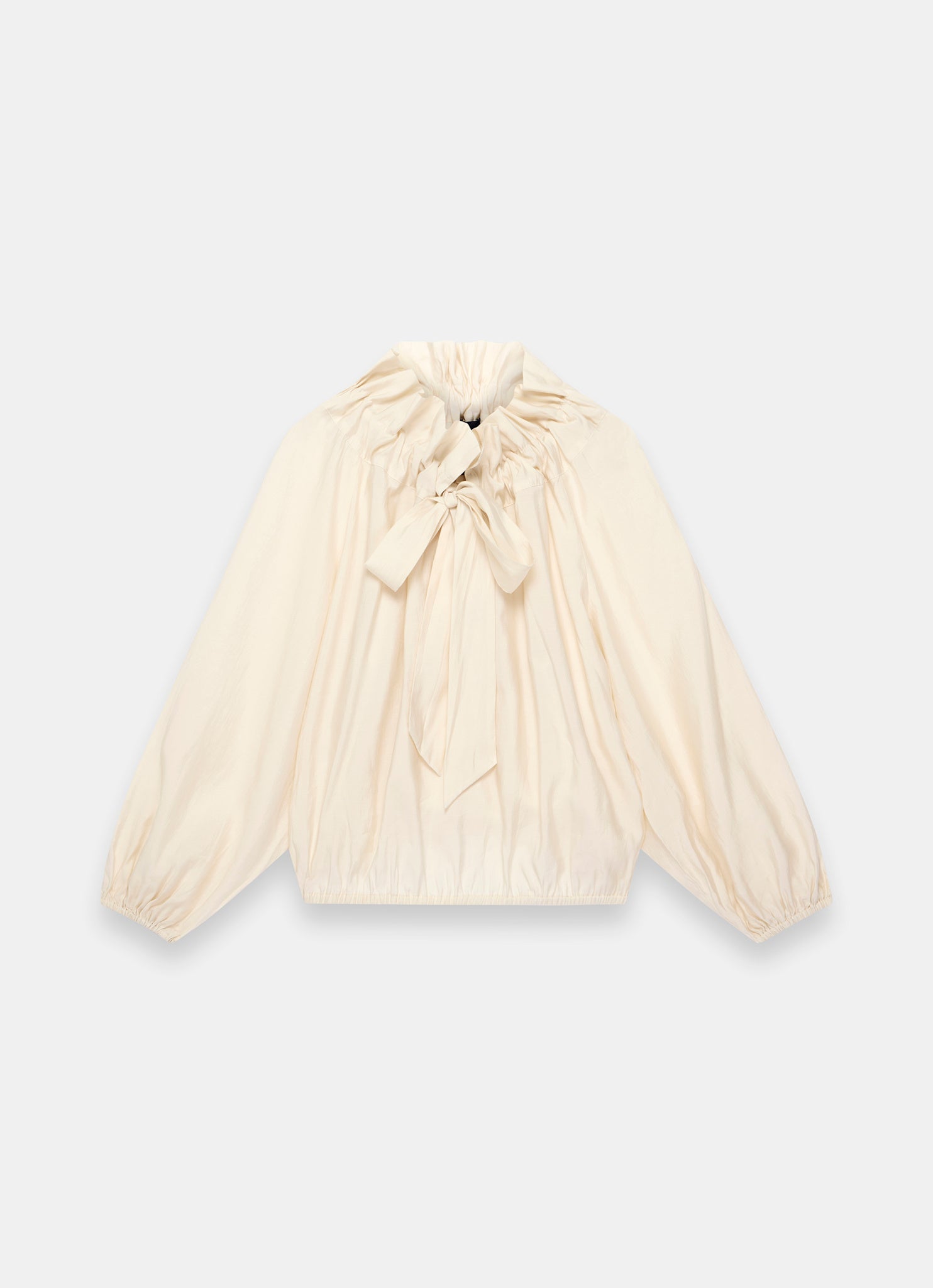 Cream Blouson Tie Neck Blouse