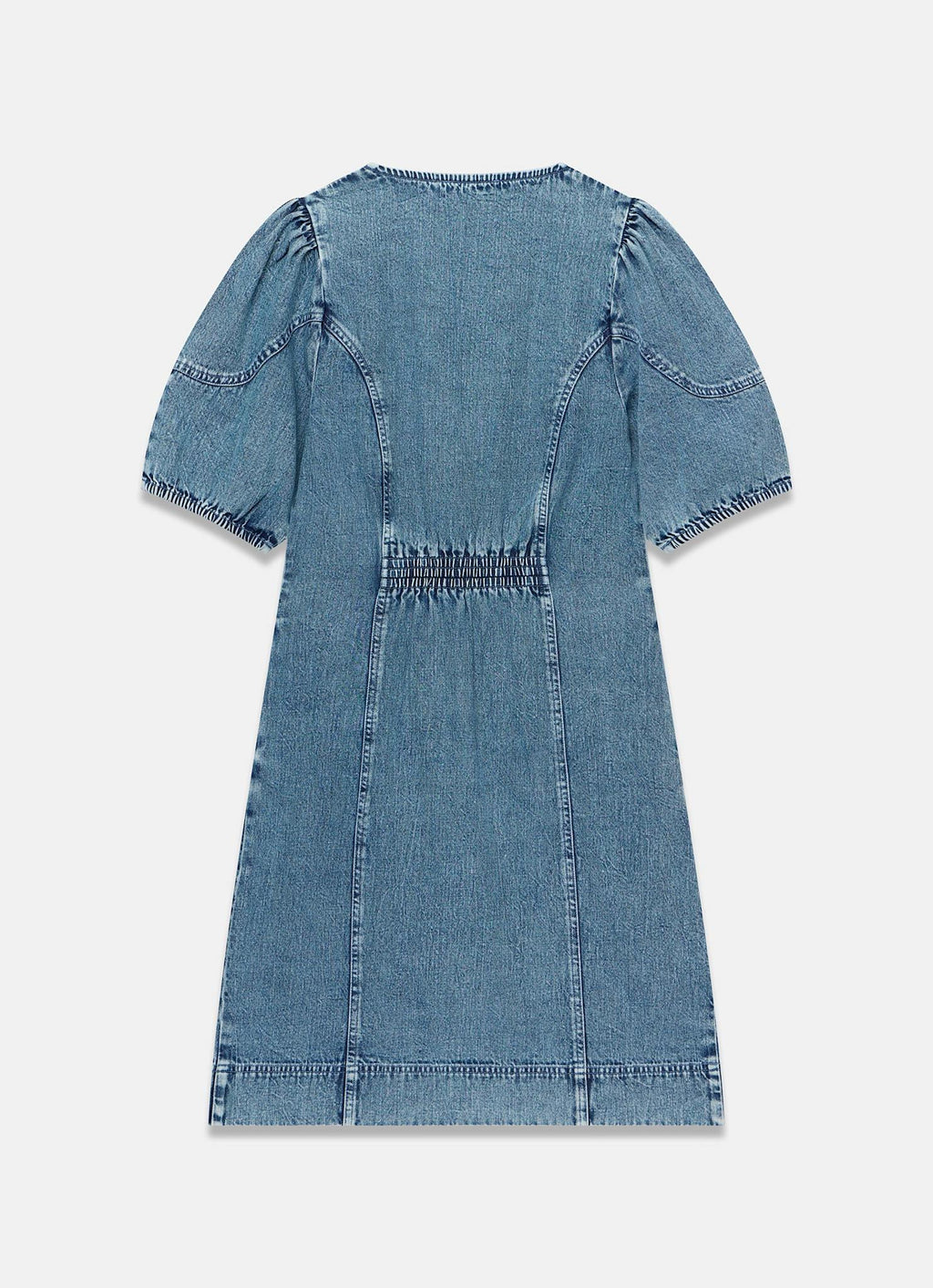 Mid Indigo Embroidered Denim Mini Dress