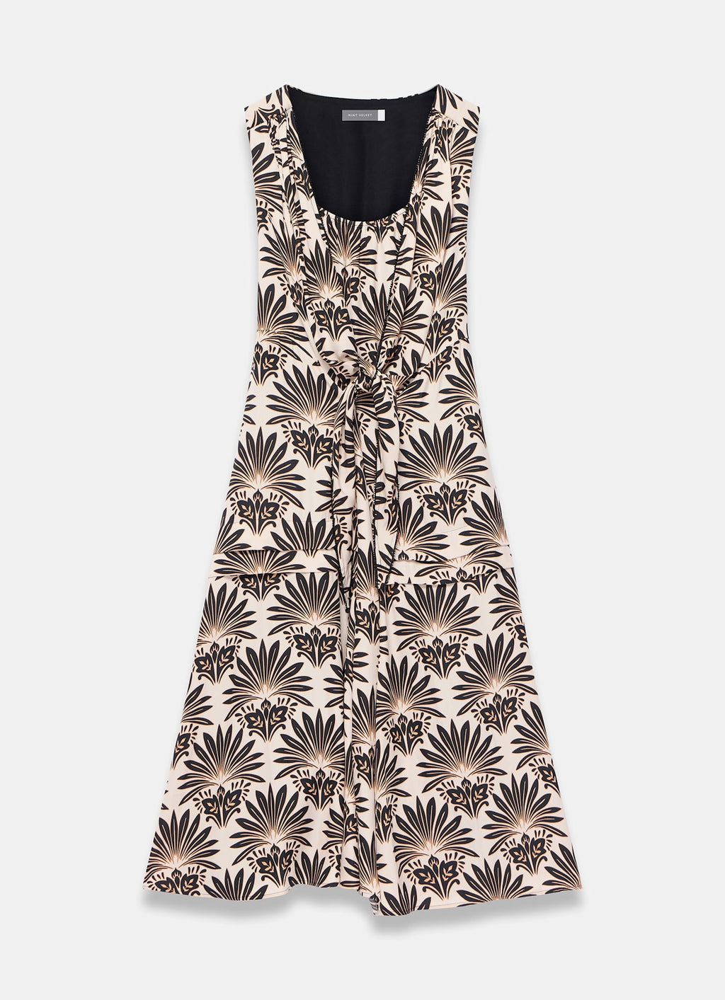 Neutral Floral Print Midi Dress