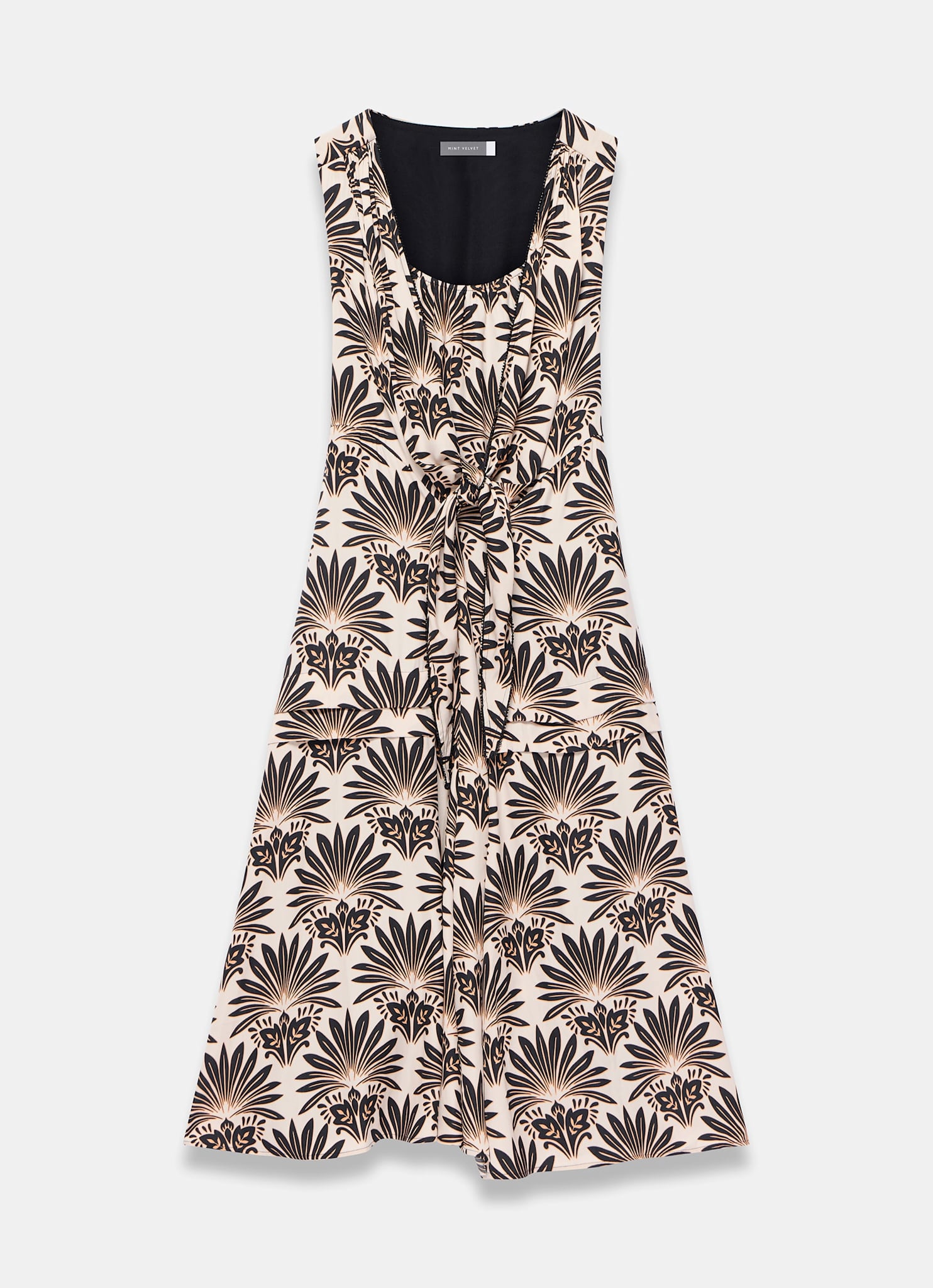 Neutral Floral Print Midi Dress