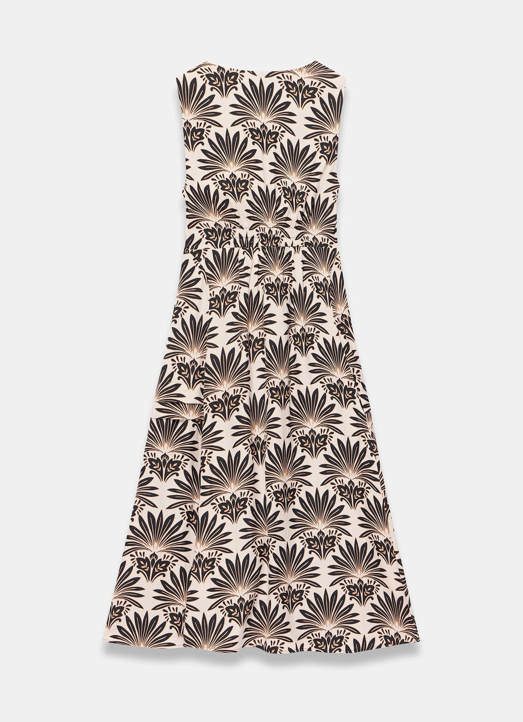 Neutral Floral Print Midi Dress