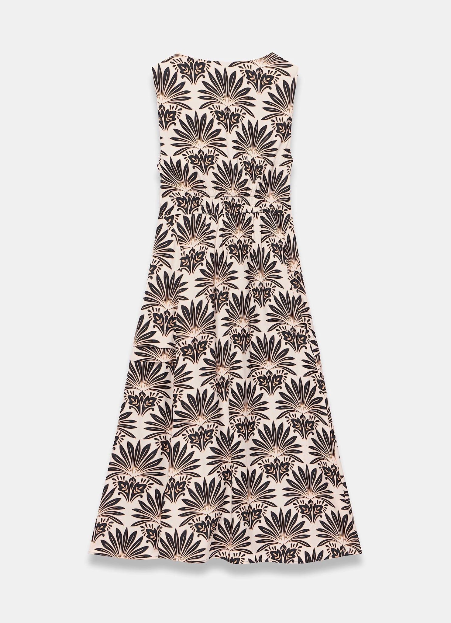 Neutral Floral Print Midi Dress