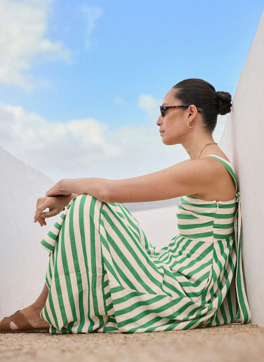 Green Striped Midi Dress