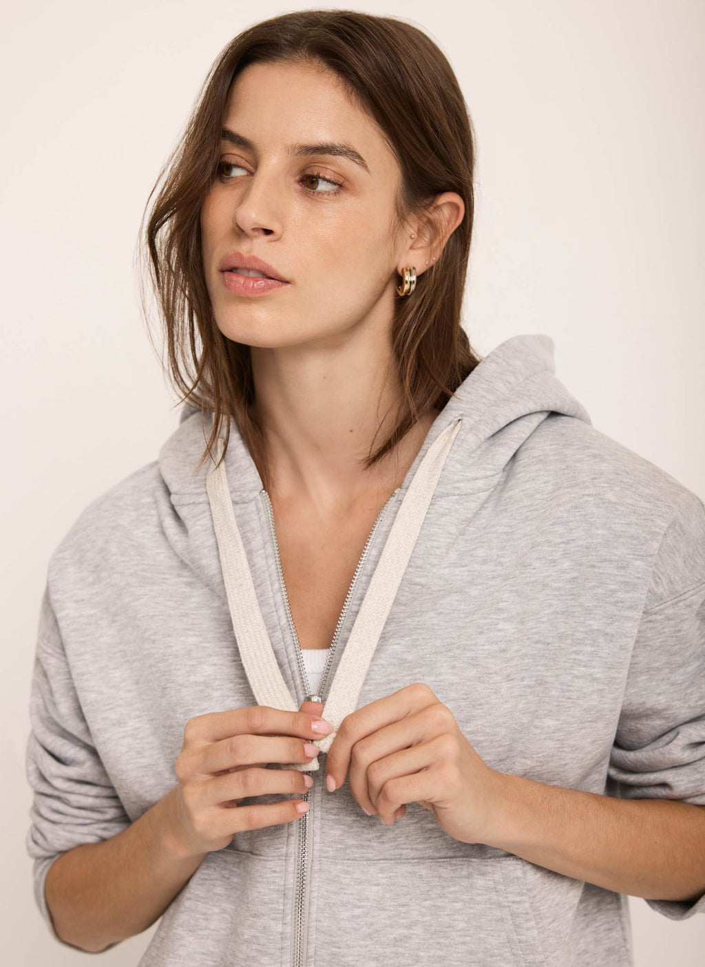 Grey Zip Front Hoodie