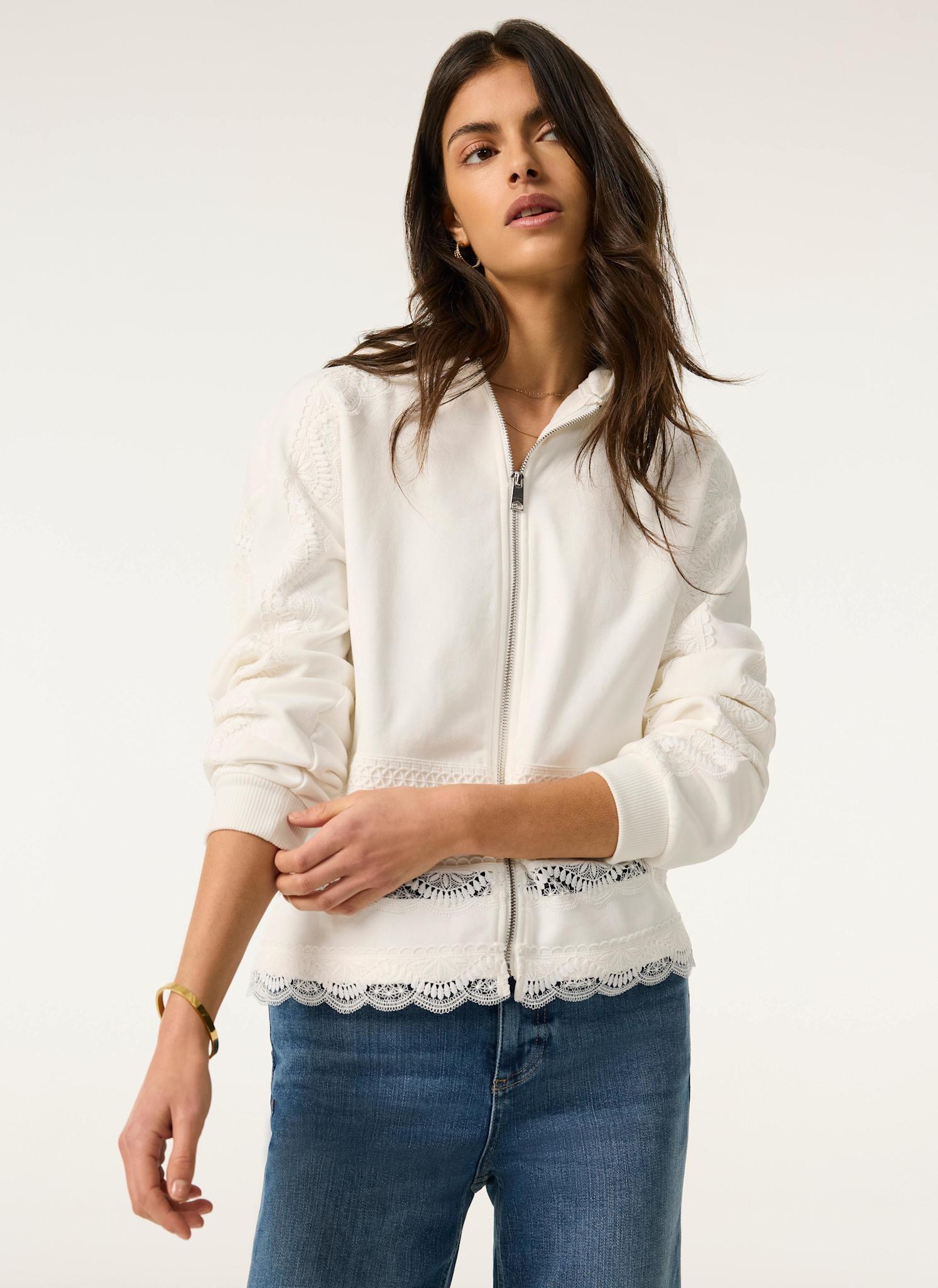 White Cotton Lace Hoodie