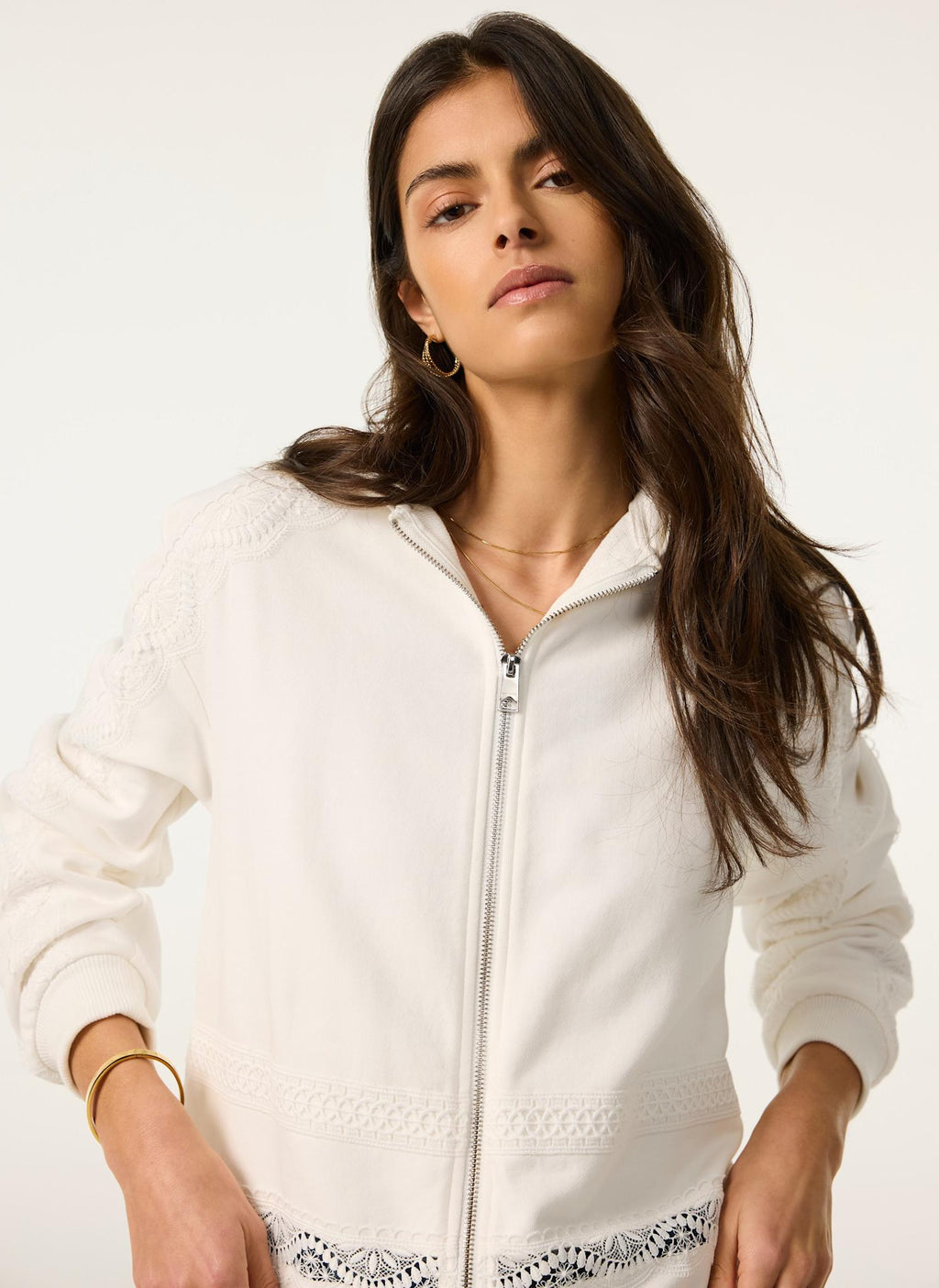 White Cotton Lace Hoodie
