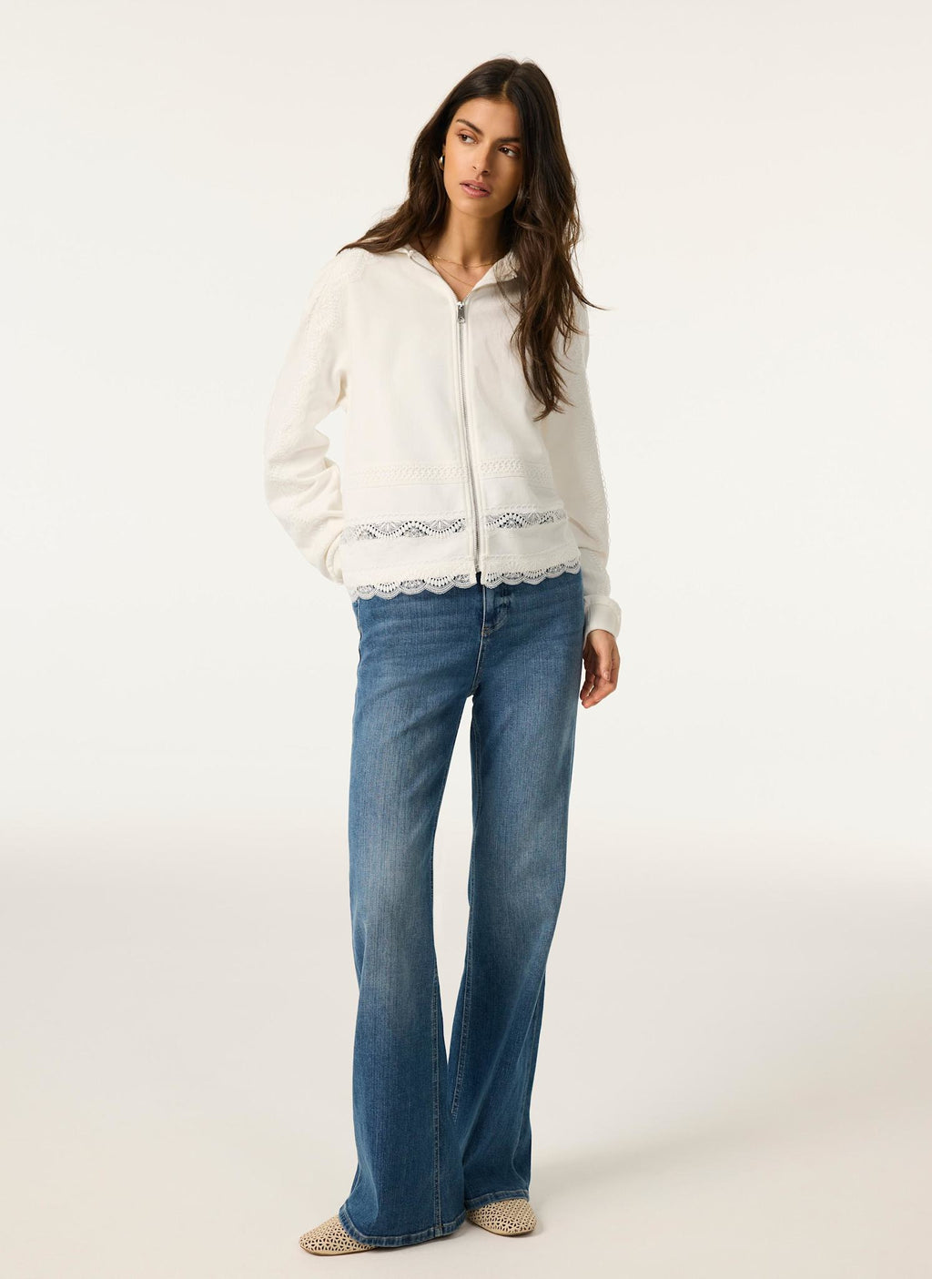 White Cotton Lace Hoodie