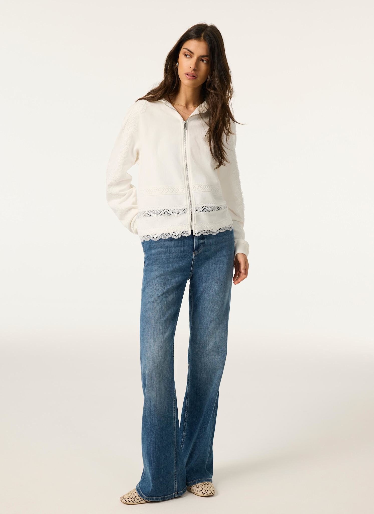White Cotton Lace Hoodie