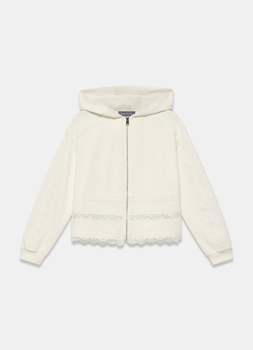 White Cotton Lace Hoodie