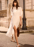 White Lace Detail Ramie Midi Dress