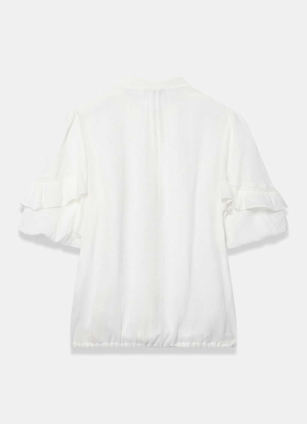 White Ramie Lace Detail Blouse