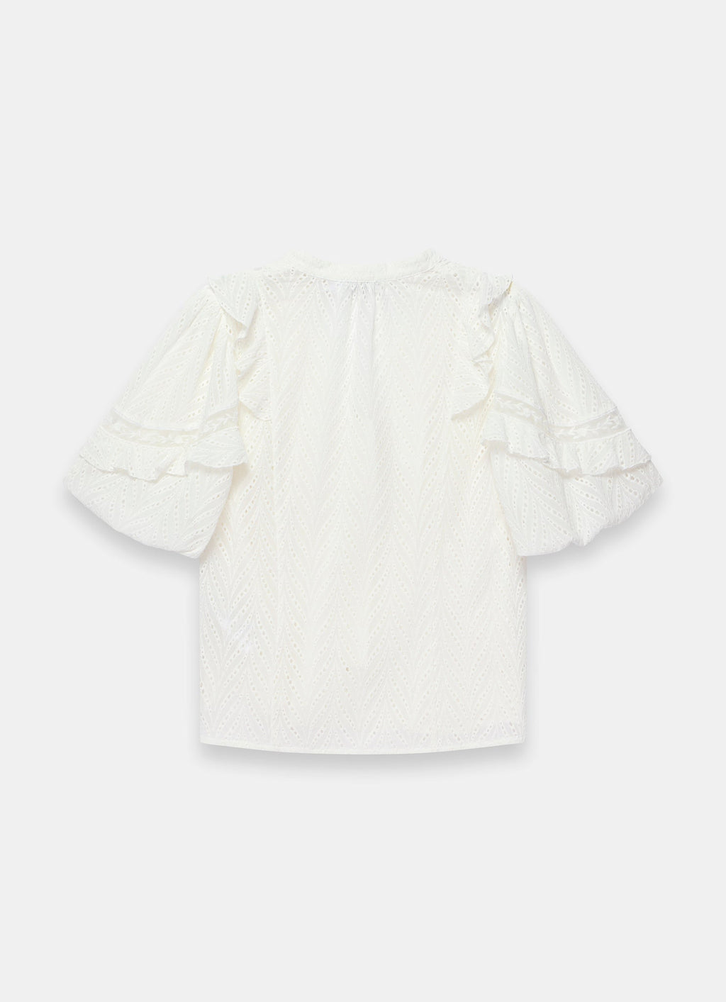 White Ruffle Puff Sleeve Blouse