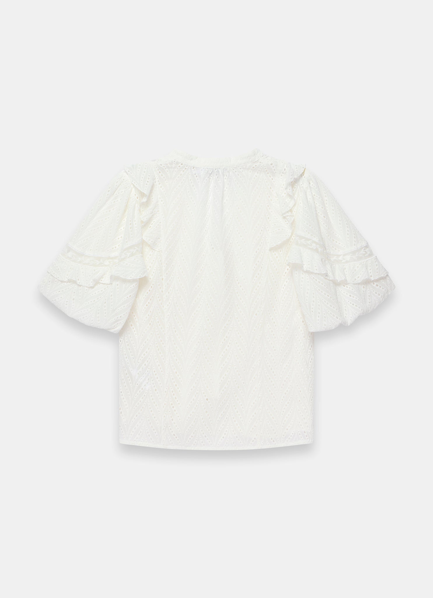 White Ruffle Puff Sleeve Blouse