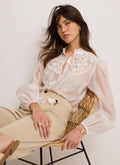 White Floral Cutwork Detail Blouse