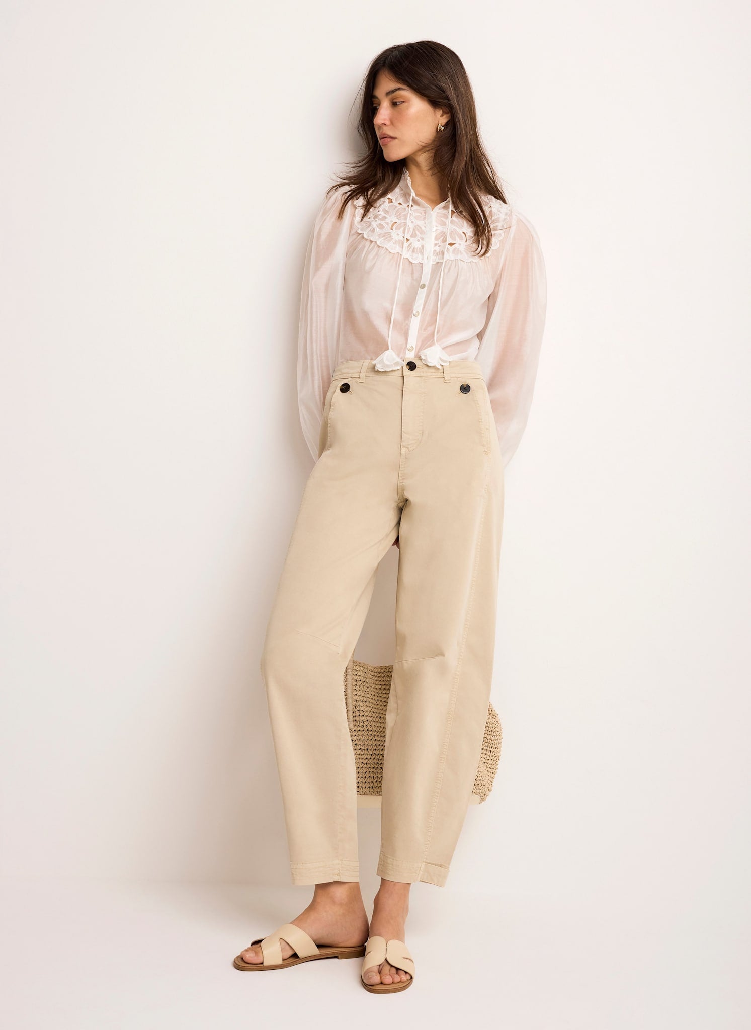 White Floral Cutwork Detail Blouse