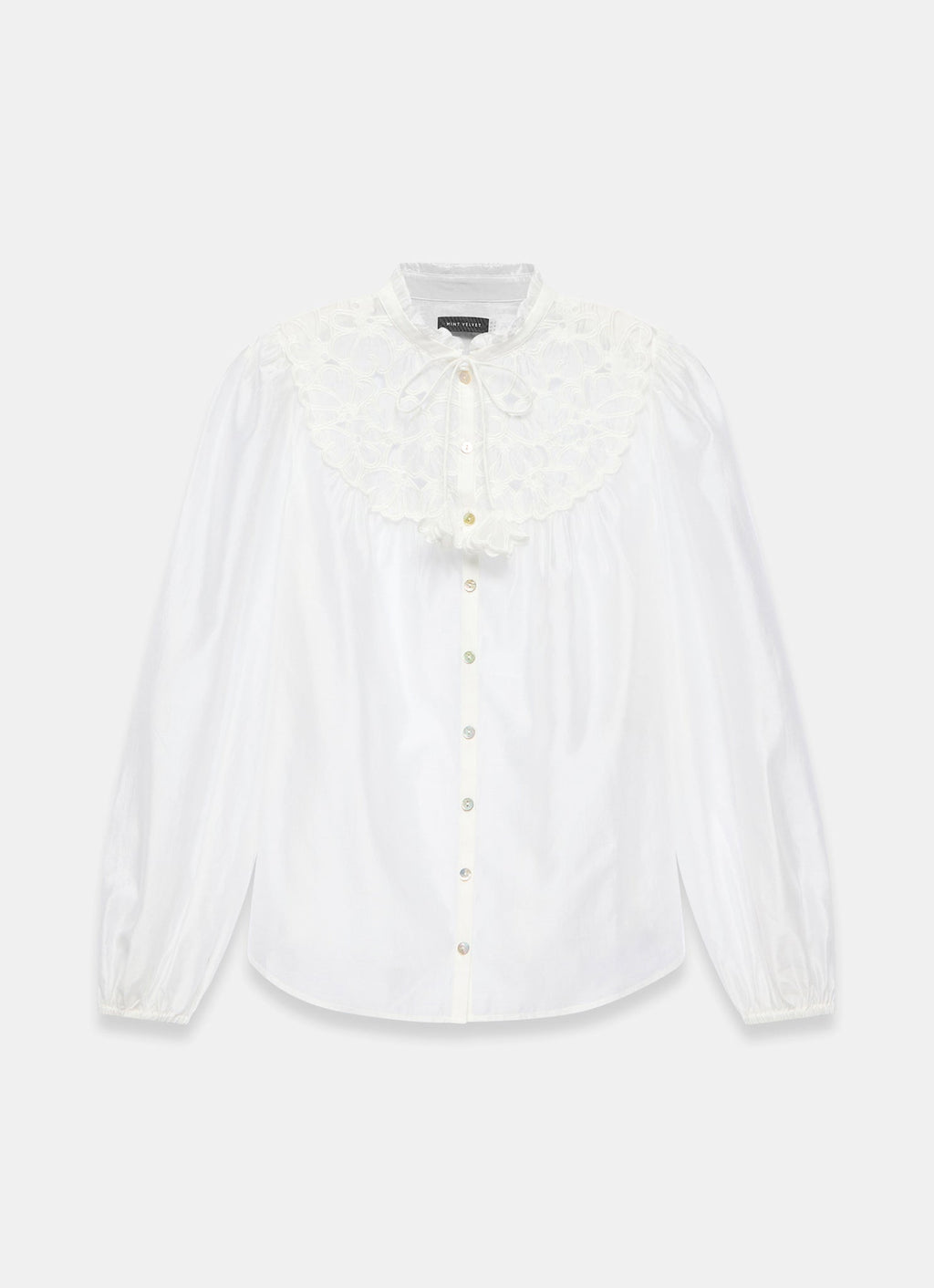 White Floral Cutwork Detail Blouse