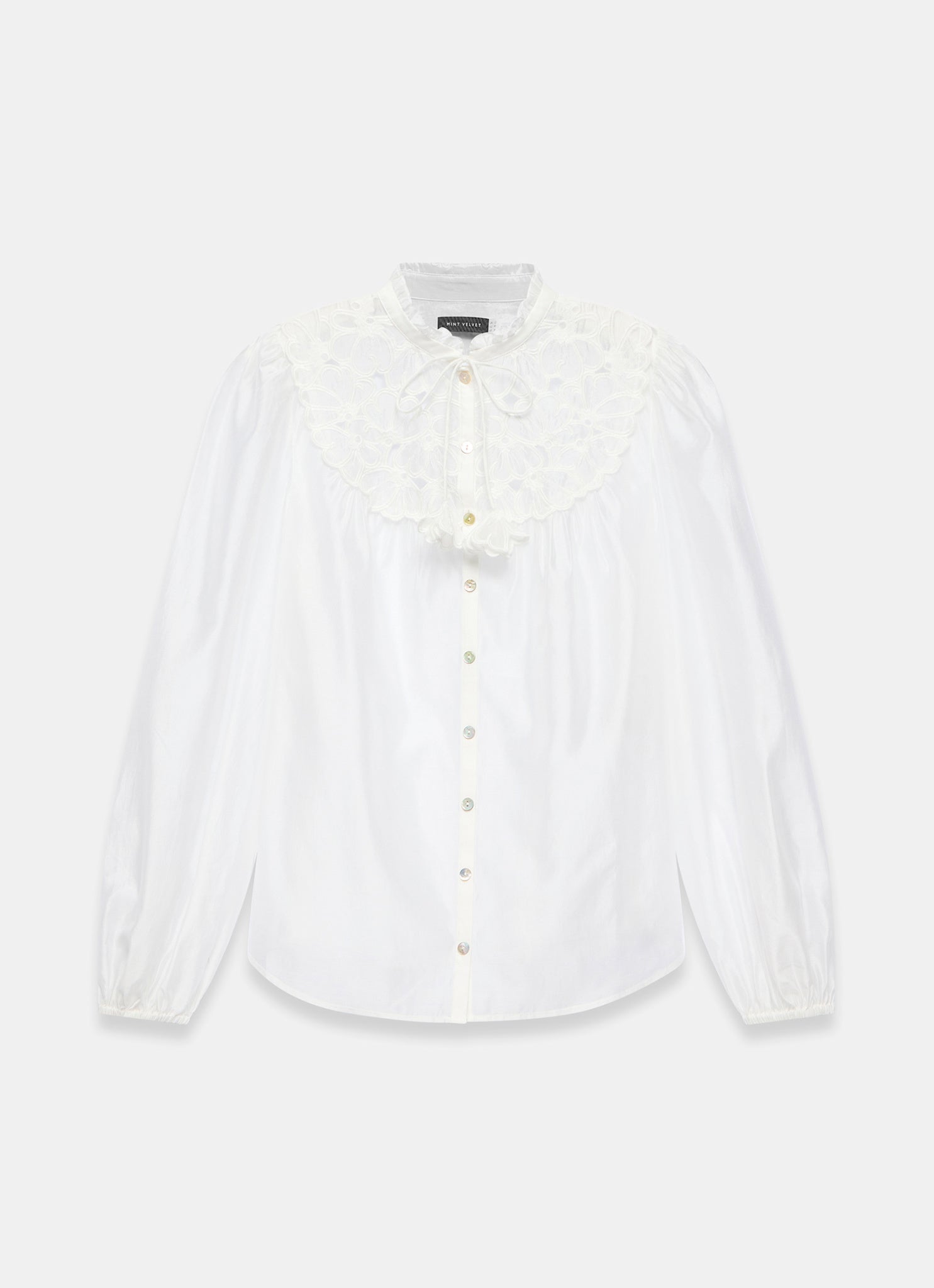 White Floral Cutwork Detail Blouse
