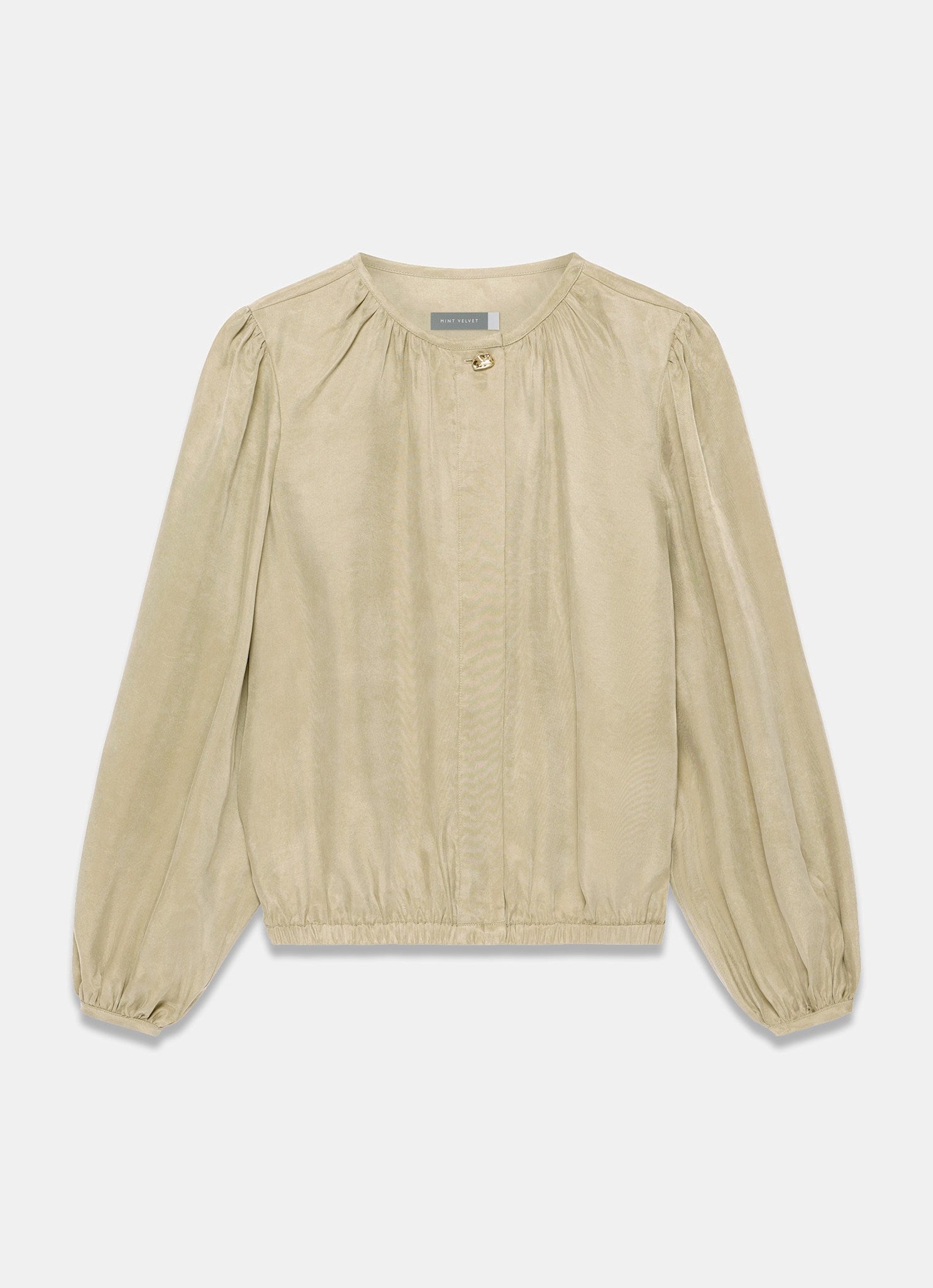 Khaki Long Sleeve Bomber Blouse
