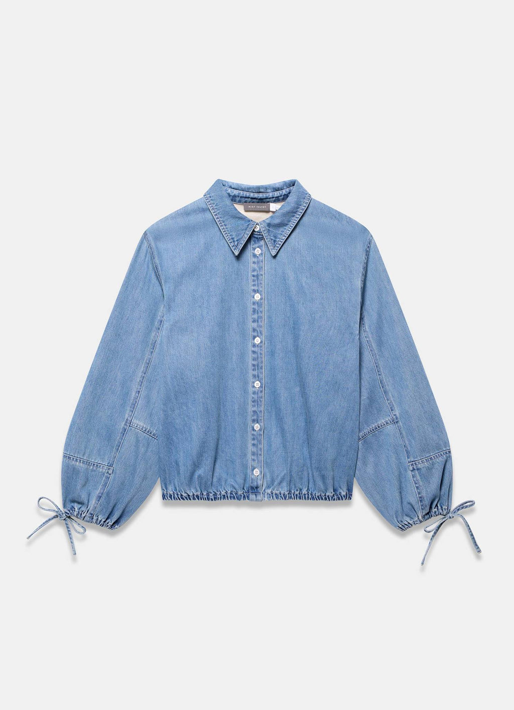 Mid Indigo Denim Blouson Sleeve Shirt