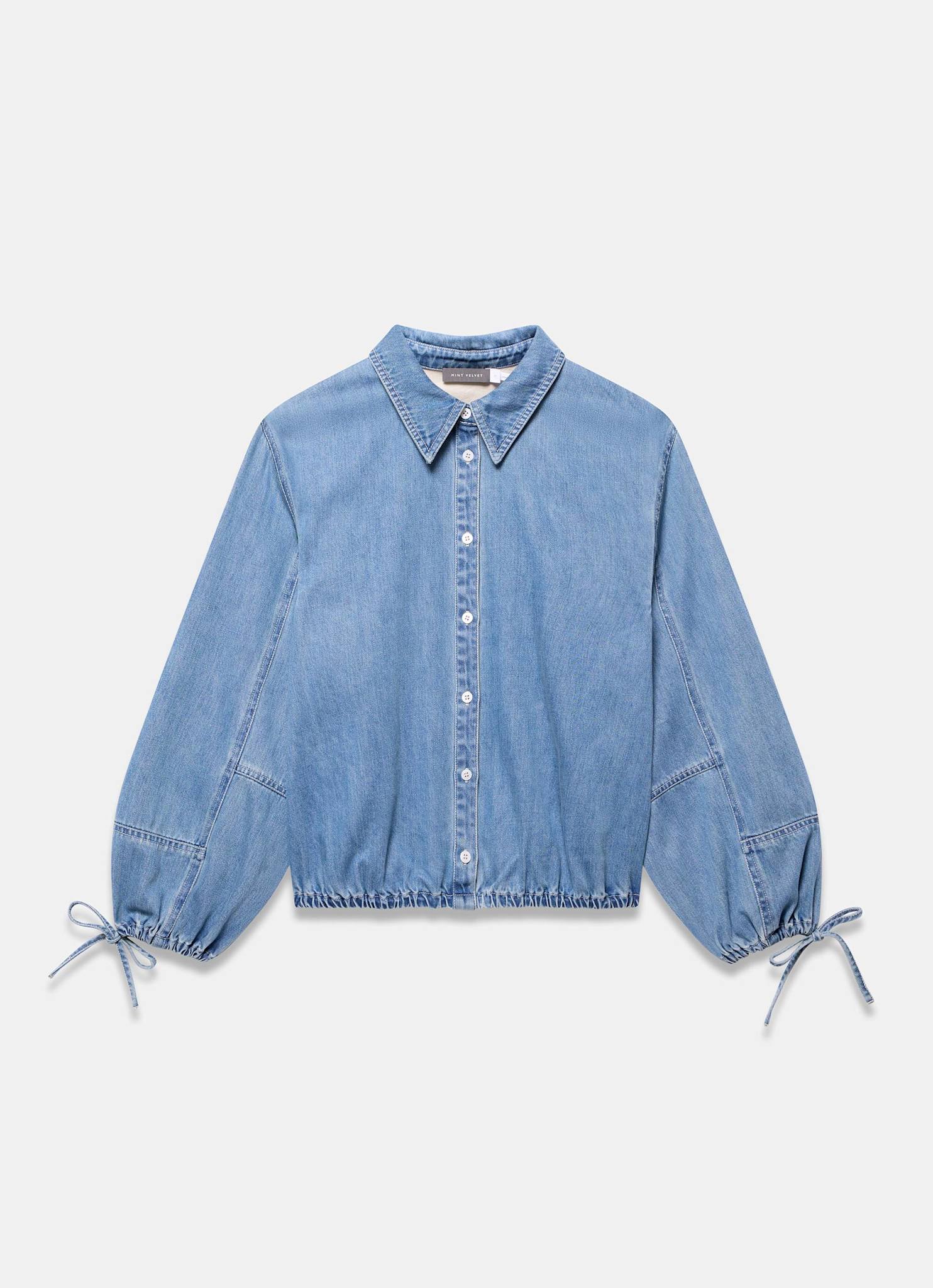 Mid Indigo Denim Blouson Sleeve Shirt