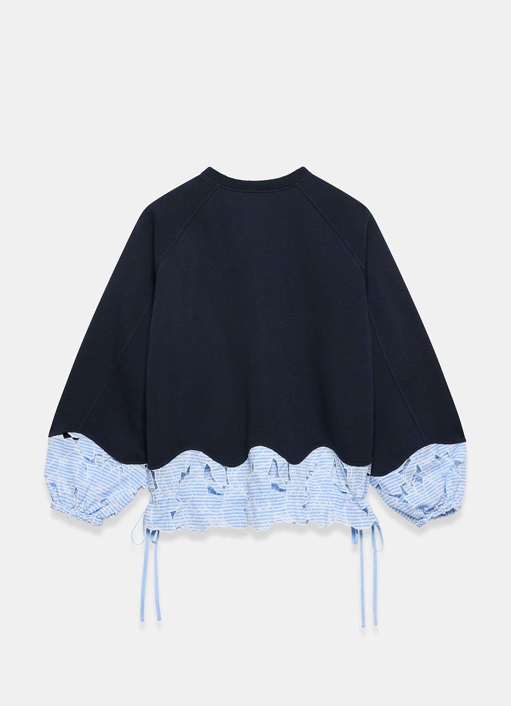 Navy Embroidered Hem Sweatshirt