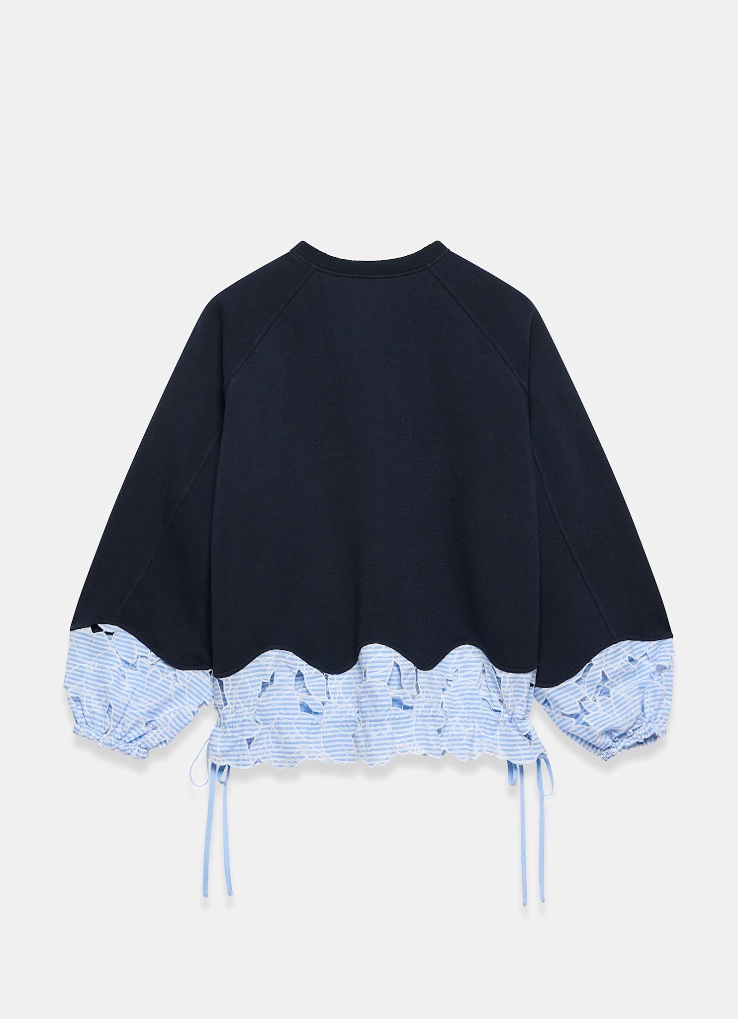 Navy Embroidered Hem Sweatshirt
