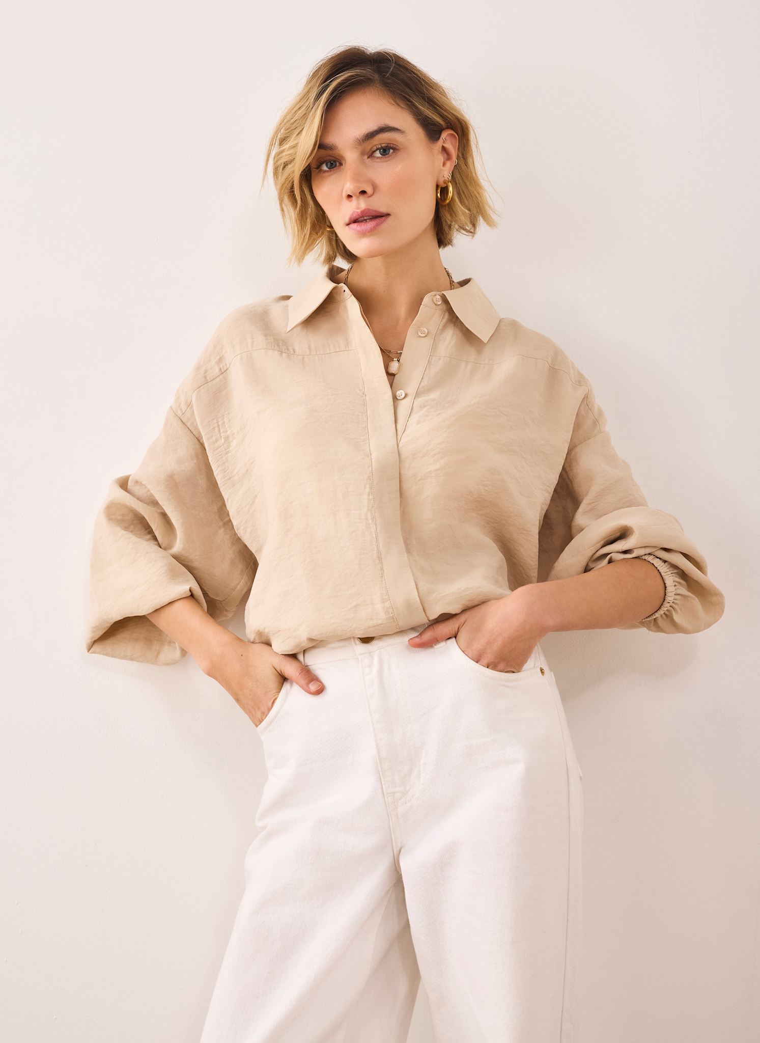 Neutral Long Sleeve Minimalist Shirt