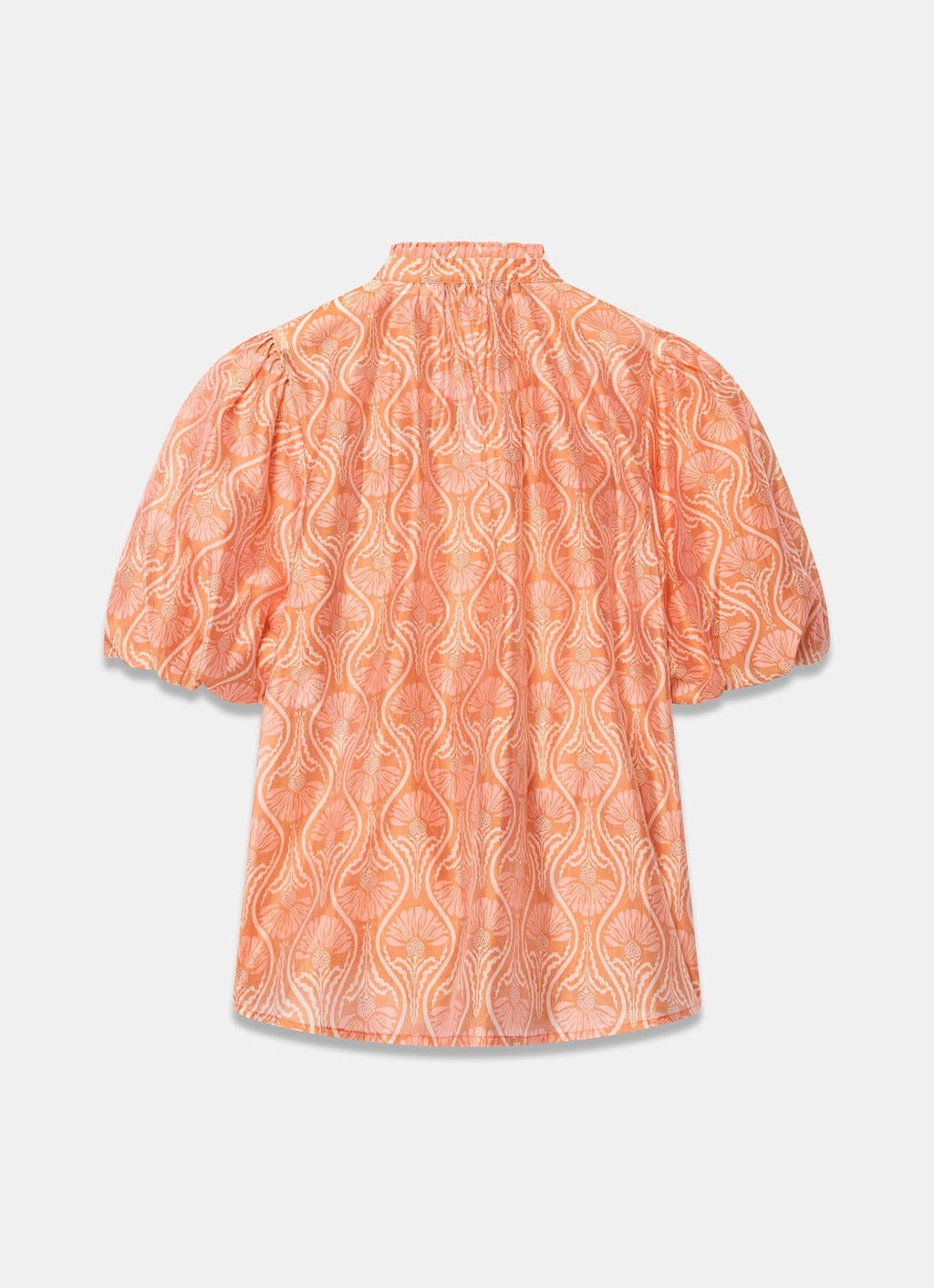 Orange Printed Cut Out Tie Blouse